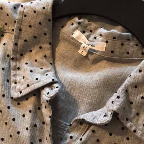 Maurices Gray with Black Dot Button Up - Picture 3 of 3